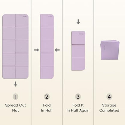 LVME Foldable Yoga Mat,（75"x31.5"）Extra Large Travel Mat - color: Lavender Purple