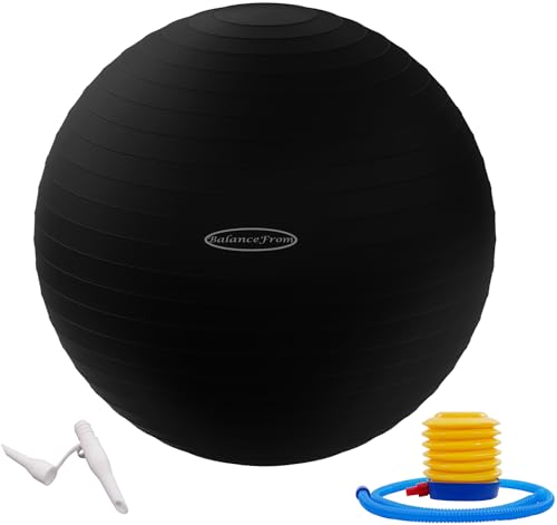 Fitvids Anti-Burst and Slip Resistant Exercise Ball Yoga Ball Fitness Ball Birthing Ball with Quick Pump - color: Black, size: M(19-22in/48-55cm)