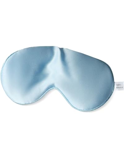 Sleep Mask 22 Momme Mulberry Silk, Luxury Thickening Eye Pillow for Optimal Eye Comfort (Blue)