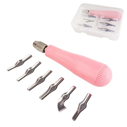 Linocut Carving Kit Tools Linoleum Cutter Assortment for Block Printing for DIY Sculpture Carpenter Experts & Beginners 6 Blades Universal Size Red - color: Red
