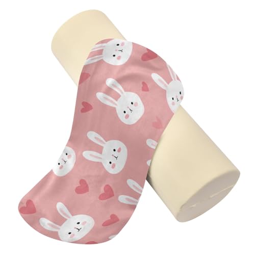 Bolster Pillow Neck Pillow Round Soft Health Memory Foam Pillows Long Cylindrical Body Pillow with Removable Cover Cute Back Yoga Cute Bunny Hearts Pink 17" x 5.5" - color: Cute Bunny Hearts Pink