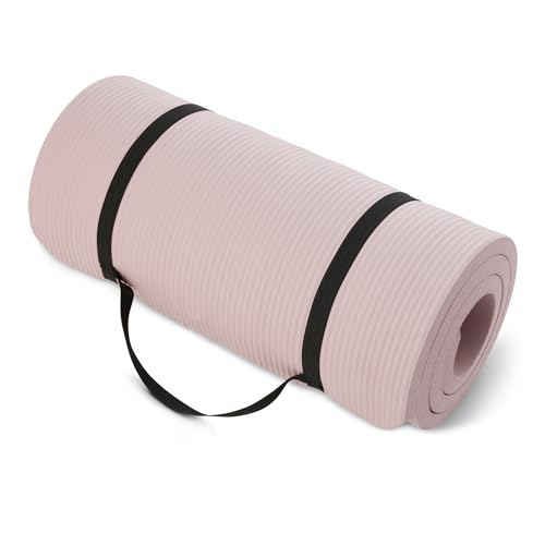 Amazon Basics Extra Thick Exercise Yoga Mat with Carrying Strap - color: Rose, style: 1-Inch