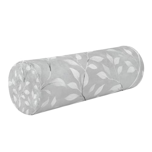 Grey Vine Leaves Neck Roll Pillow Bolster Round Health Memory Foam Long Cervical Cylinder Pillows with Removable Washable Cover for Body Bed Legs Back Yoga - color: Grey Vine Leaves