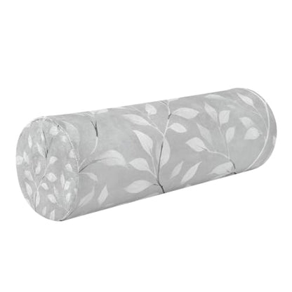 Grey Vine Leaves Neck Roll Pillow Bolster Round Health Memory Foam Long Cervical Cylinder Pillows with Removable Washable Cover for Body Bed Legs Back Yoga - color: Grey Vine Leaves