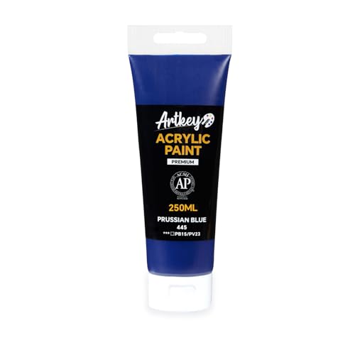 Artkey Acrylic Paint - Prussian Blue (250 ml/8.45 oz) Tubes, Rich & Vibrant Pigments, Professional Artists Acrylic Paints - Art Supplies for Canvas Wood Rock Clay Fabric Ceramics Art Crafts Painting - color: Prussian Blue, size: 8.45 Fl Oz (Pack of 1)