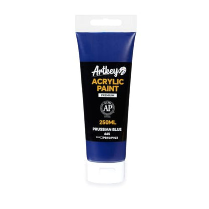 Artkey Acrylic Paint - Prussian Blue (250 ml/8.45 oz) Tubes, Rich & Vibrant Pigments, Professional Artists Acrylic Paints - Art Supplies for Canvas Wood Rock Clay Fabric Ceramics Art Crafts Painting - color: Prussian Blue, size: 8.45 Fl Oz (Pack of 1)