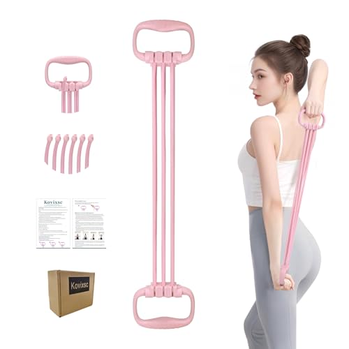 Figure 8 Resistance Band for Women 15-90LBS, Adjustable Resistance Bands with Handles for Arm Back Exercise, 6 Fitness Elastic Rope, Stretch Bands for Yoga, Pilates, Strength Training - color: pink