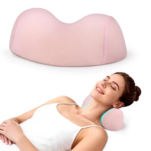 COMFYTHERA Small Neck Stretcher Pillow for Pain Relief, Soft Cervical Traction Device Neck Mild Support Pillow Memory Foam Cervical Neck Orthopedic Pillow for Tension Muscle Relax Relief (Pink) - color: Pink