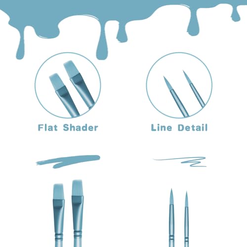 Acrylic Paint Brush Set, 6 pcs Watercolor Brushes, Painting Brush Nylon Hair Brushes for All Purpose Oil Watercolor Painting Beginner Kits (6, Blue) - color: Blue