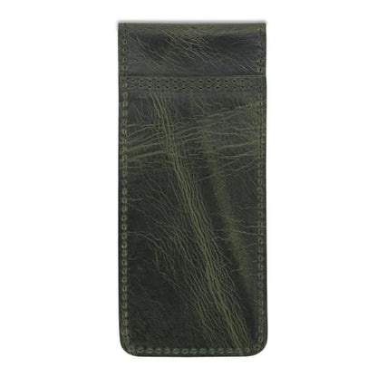 Leather Pen Case - Handmade Full Grain Fountain Pen Organizer - Multi Pen Holder Sleeve Green - color: Green