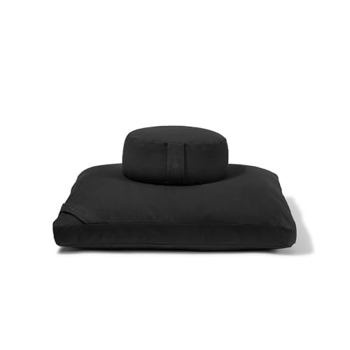 renoo Meditation Cushion Set - Zafu Meditation Pillow and Zabuton Floor Cushion - Adjustable Organic Buckwheat and Cotton Fill - GOTS Certified Cotton Washable Covers - 30x30x10 - Multiple Colors - color: Cosmos