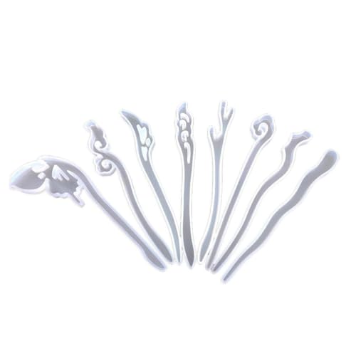 Tustao 5 Pcs White Silicone Resin Hairpins Molds Hair Stick Kit for Jewelry Crafts Making Jewelry Resin Casting Molds,Jewelry Casting Supplies