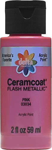 Delta Creative Ceramcoat Acrylic Paint, 2 oz, Flash Metallic Pink - color: Flash Metallic Pink