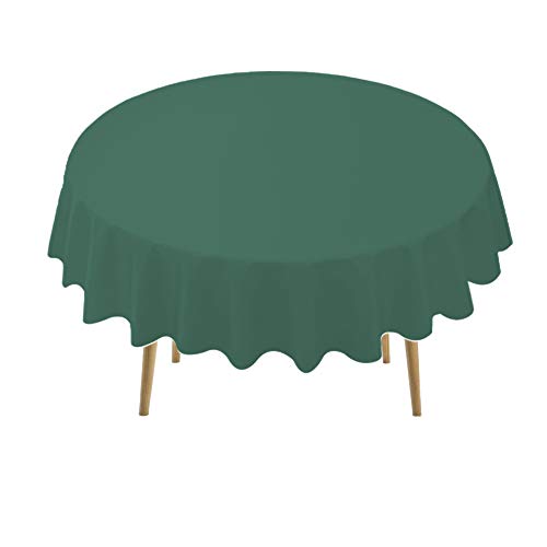 Dark Green PEVA Tablecloths 2 Pack - 84 Inch Circle, 6 ft Round - Disposable Table Covers for BBQ, Birthday, Wedding Parties - Hunter Green, Forest Green - color: B04 Dark Green