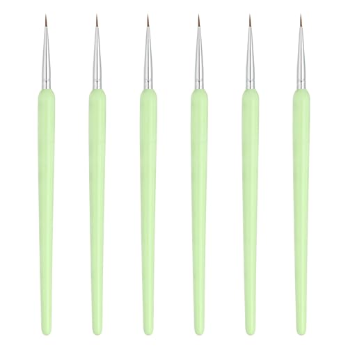 MECCANIXITY Miniature Detail Paint Brushes, 8mm Round Pointed Small Fine Tip Micro Paint Brushes for Fine Model Craft Art Face Acrylic Painting Oil Watercolor(Green, Pack of 6) - color: Green, size: 8mm