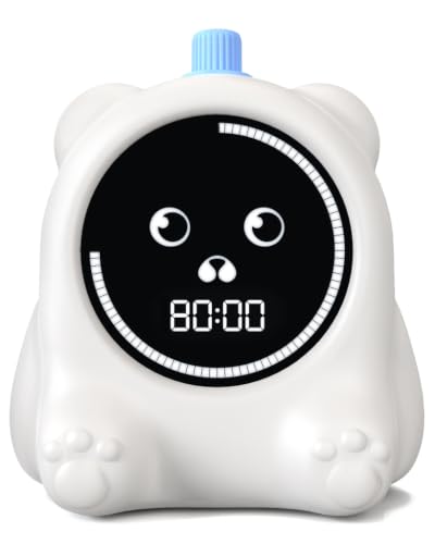 199 Min Visual Timer for Kids, 2 Minute teenth Brushing, Cute Bear Deign | Adjustable Sound Alert, Productivity Timers for ADHD, Silent Operation, Desk Time Management Tool for Toddler - color: White