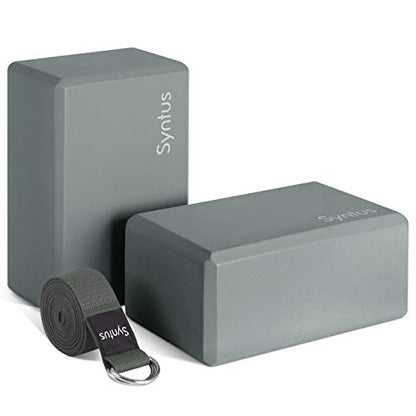 Syntus Yoga Block & Strap Set for Fitness, Pilates, Stretching and Toning - color: Grey