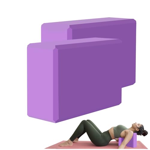 Yoga Block - Supportive Latex-Free Eva Foam - Soft Non-Slip Surface with Beveled Edges for Yoga, Pilates, Meditation - Yoga Accessories for Stability, Balance, Deepen Stretches - color: Deep Purple-2 Pack