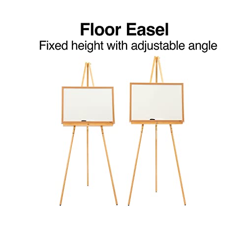 Quartet Display Easel, Hardwood, 64 Inch Tall, Natural Oak, Model 41EL | 24 inch display ledge, holds up to 30 lbs for presentations and signage.