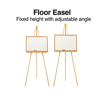 Quartet Display Easel, Hardwood, 64 Inch Tall, Natural Oak, Model 41EL | 24 inch display ledge, holds up to 30 lbs for presentations and signage.