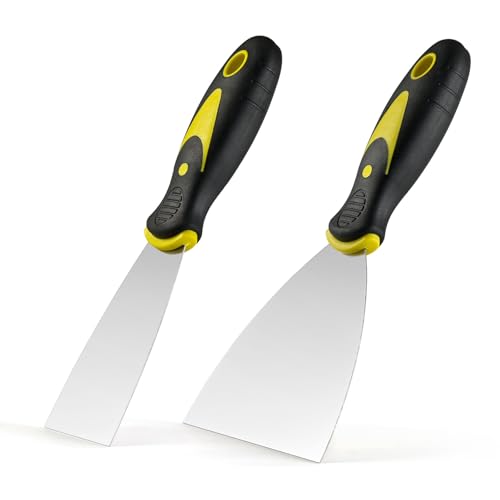 Putty Knife Set, 2" 4" Paint Scraper & Spackle Knife | 2-Pack Metal Putty Scraper Tools, Spackle Spatula for Drywall Repair, Wallpaper Removal, Plaster Scraping