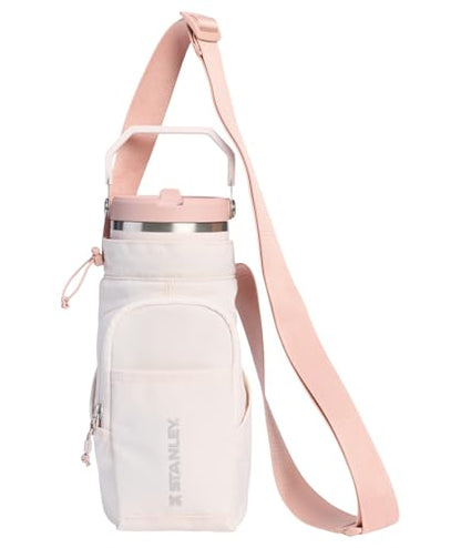 STANLEY Vitalize Carry-All Bag | Bottle Holder with Drawstring Cinch | Adjustable Shoulder Strap | Zippered Valuables Pocket | Durable Recycled Fabric | Rose Quartz - color: Rose Quartz, size: Carry-All