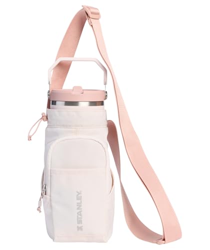 STANLEY Vitalize Carry-All Bag | Bottle Holder with Drawstring Cinch | Adjustable Shoulder Strap | Zippered Valuables Pocket | Durable Recycled Fabric | Rose Quartz - color: Rose Quartz, size: Carry-All
