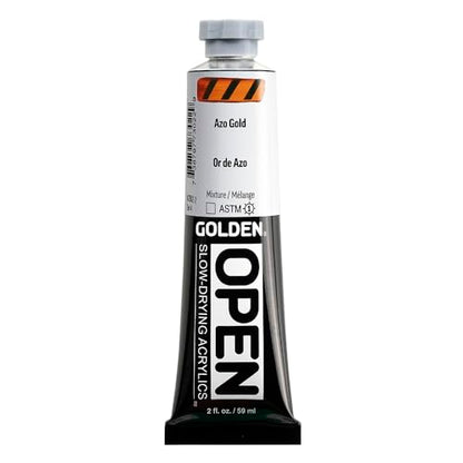 GOLDEN OPEN Slow-Drying Acrylics, Azo Gold, 2 fl. oz. / 59 ml Tube