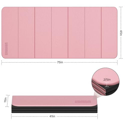Foldable TPE Yoga Mat Thick 10mm,75" x40"Extra Large Exercise Mats | Stretch Mat Non-slip Fitness Folding Mat Easy to Carry,Wide Gym Mats for Women Men Suitable for Home Workout Travel Pilates - color: Pink