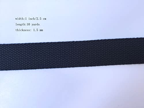 1 Inch Cotton Webbing 10 Yards Cotton Strap for Tote Canvas Bags Crafts Sewing (2043 Black) - color: Black