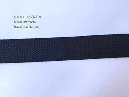 1 Inch Cotton Webbing 10 Yards Cotton Strap for Tote Canvas Bags Crafts Sewing (2043 Black) - color: Black