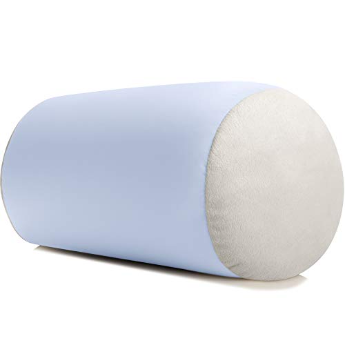 Microbead Bolster Neck Roll Pillow, 14x8 in Cylinder Tube, Silver Mist | Silky feel fabric helps prevent wrinkles & hair breakage; feather-light beads gently cushion head & shoulders as you rest - color: Silver Mist