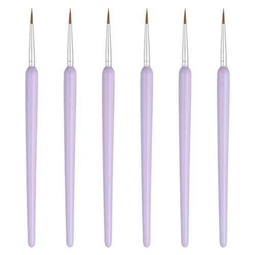 MECCANIXITY Miniature Detail Paint Brushes, 12mm Round Pointed Small Fine Tip Micro Paint Brushes for Fine Model Craft Art Face Acrylic Painting Oil Watercolor(Purple, Pack of 6) - color: Purple, size: 12mm