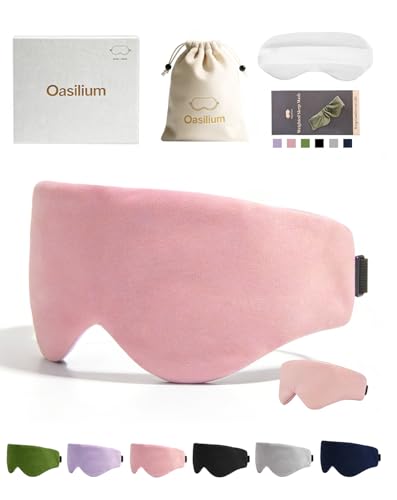 Lyocell Weighted Sleep Eye Mask for Women Men, 5.3oz & 7oz, Removable Washable Weighted Bag, Light Blocking Eye Cover, Soft Eye Shade for Travel Essentials, Office Naps, Gift,Pink - color: Pink