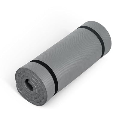 CAP Barbell 1-Inch High Density Exercise Yoga Mat with Strap | Multiple Colors - color: Gray