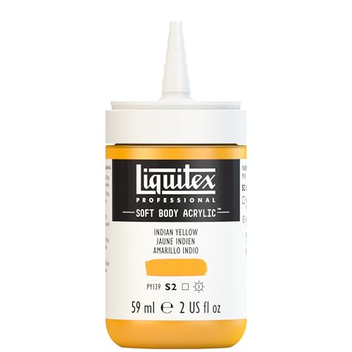 Liquitex Soft Body Acrylic Paint, 2-oz Bottle, Indian Yellow | Low Viscosity, Highly Pigmented, Satin Finish, Retains Subtle Brush Strokes, Great Surface Coverage, Highly Versatile - color: Indian Yellow, style: 2-oz Bottle