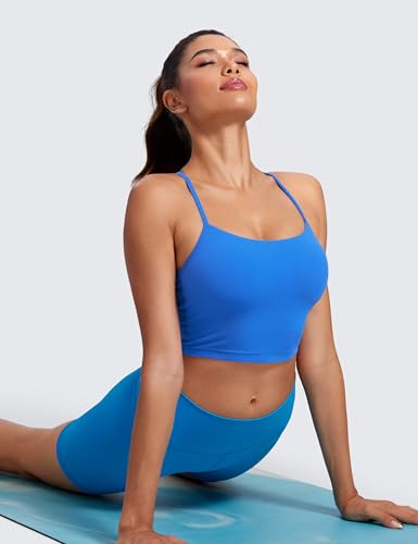 CRZ YOGA Butterluxe Y Back Crop Tank Tops - color: Sparkle Blue, size: XX-Small