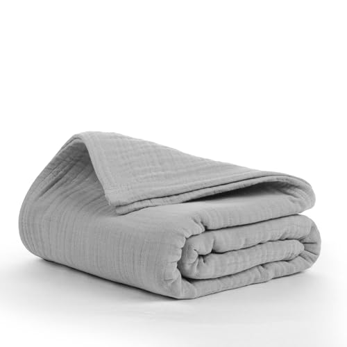 100% Cotton Gauze 50"X70" Large Throw 4 Layered Blanket- Scottish Grey | Premium Muslin Blanket for Couch,Bed,Living,Summer Lightweight, All Seasons Blankets & Throws, Boho,Travel & Skin Friendly - color: Scottish Grey, size: 50"X70" Large Throw