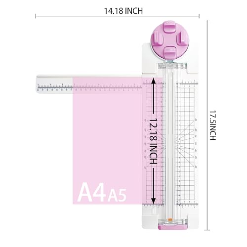 4 in 1 Paper Cutter, A4 Sliding Rotary Trimmer for Crafts, Pink | 4 in 1 Paper Cutter, A4 Rotary Trimmer with Sliding Blade, Pink - color: Pink