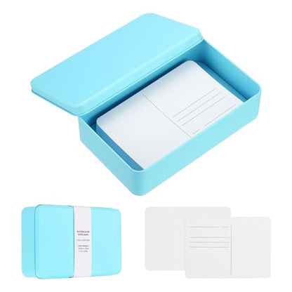 MECCANIXITY 40 Sheets Watercolor Postcards, 100% Cotton 4x6 Inch Watercolor Paper with Blue Tin Box Blank Postcards Cold Pressed for Mailing Painting Invitations Greeting Cards(140lb/300gsm) - color: Blue