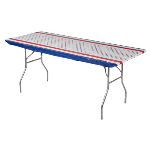 6' Rectangle Plastic Table Covers 30" x 72", Bundle of 5 (Patriotic) - color: Patriotic