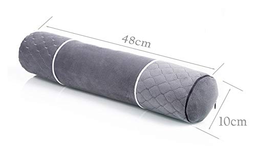 ALIBO Gray Bolster Neck Round Roll Support Bed Pillow 18.9" x3.9" with Washable Pillowcase Pain Relief Cervical Pillow,Back Sleeping Head Rest. - color: Gray