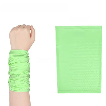 Cooling Sports Towel Wristband, Neck Gaiter Face Cover, Ice Silk Fabric for Instant Cooling & Sweat Absorption 2pcs - color: Green