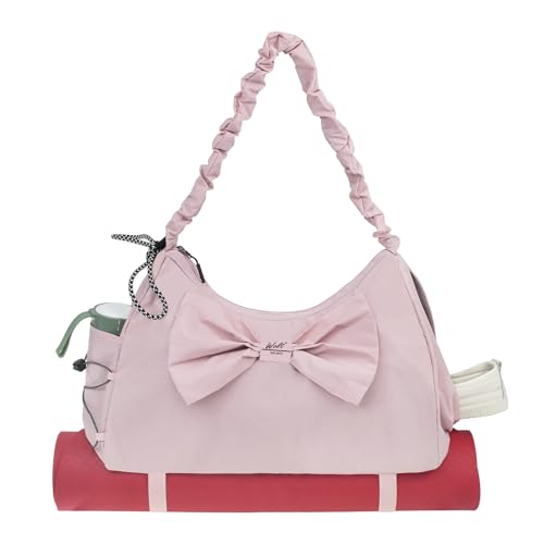 WOLT Gym Bag For Women, Yoga Mat Bag with Shoes Compartment, Wet Pocket and Water Bottle Pocket - color: Pink