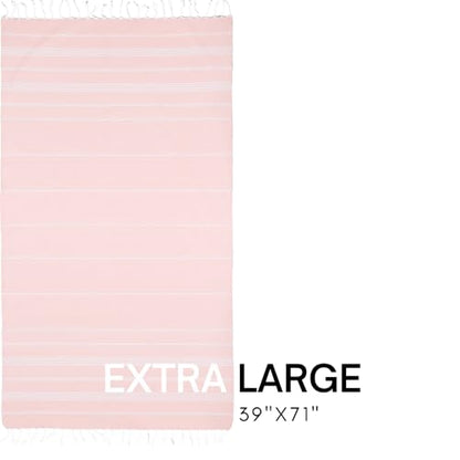 BAY LAUREL Turkish Beach Towel with Travel Bag 39 x 71 Quick Dry Sand Free Lightweight Large Oversized Towels Light - color: Blush With Floral Bag