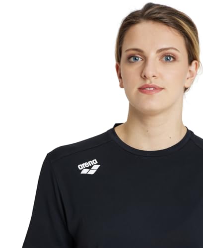 Arena Unisex Adult Team Solid Crew Neck T-Shirt Short Sleeve Quick Dry Athletic Lightweight Top - color: Black, size: Medium
