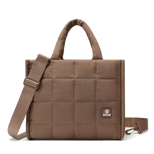 Quilted Crossbody Bags for Women,Puffer Weekender Overnight Bag,Purse Handbag Organizer,Small Tote Bags Shoulder Bag - color: Brown