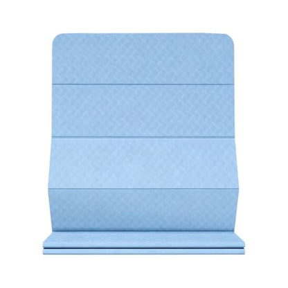 Yoga Mat, Foldable Exercise Mat, Portable FitnessMat, Thickened TPEmat for Yoga, Pilates, Stretching, Non Slip Cushion with 8mm Thick, Compact Design, 72x31 Inch - color: Blue