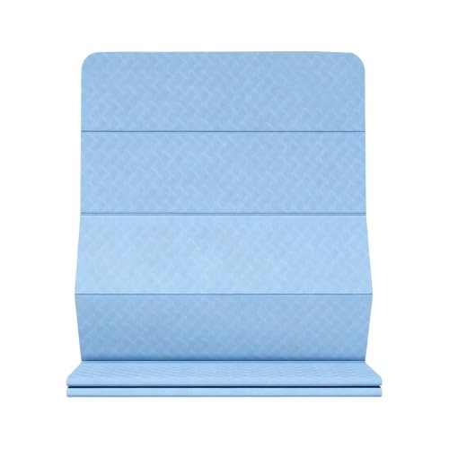 Foldable Yoga Mat TPE Non Slip Exercise Mat for Home Workout Travel - color: Blue