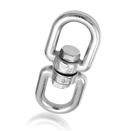 Bonsicoky M6 Double Ended Swivel Eye Hook, 2 Pcs | 304 Stainless Steel, Eye to Eye Swivel, Shackle Ring Connector - color: M6, size: 2 PCS